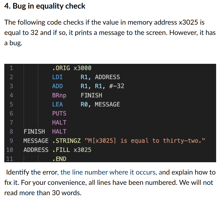 The following code checks if the value in memory