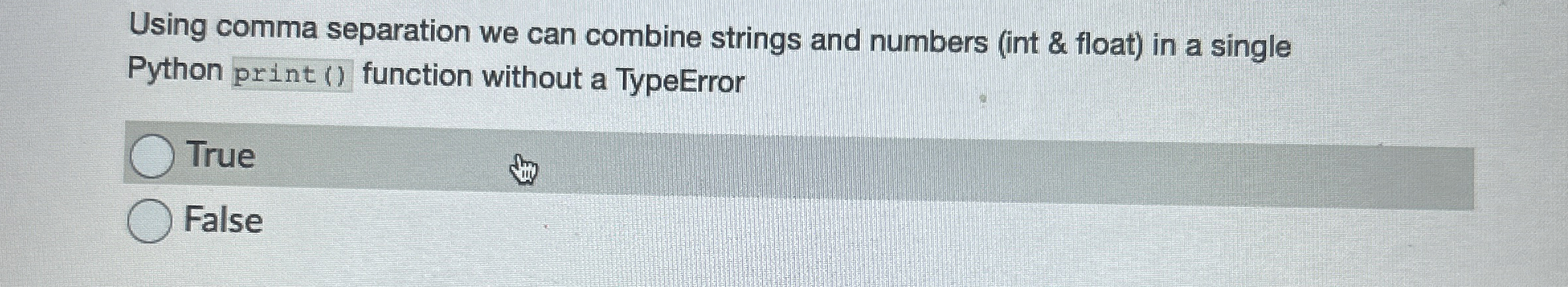 Using comma separation we can combine strings and
