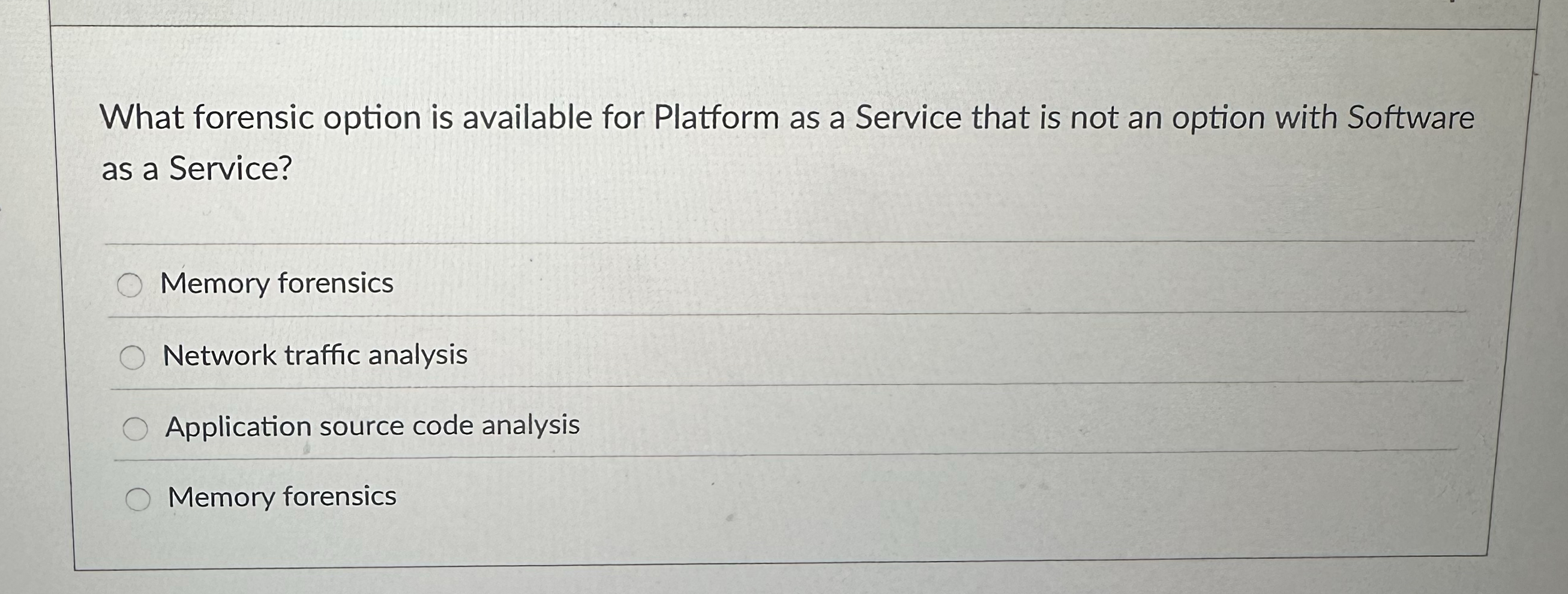 What forensic option is available for Platform as