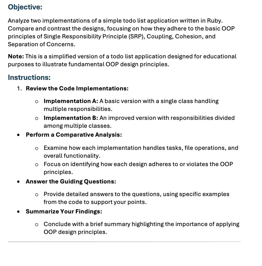 Implementation Aclass TodoList def initialize