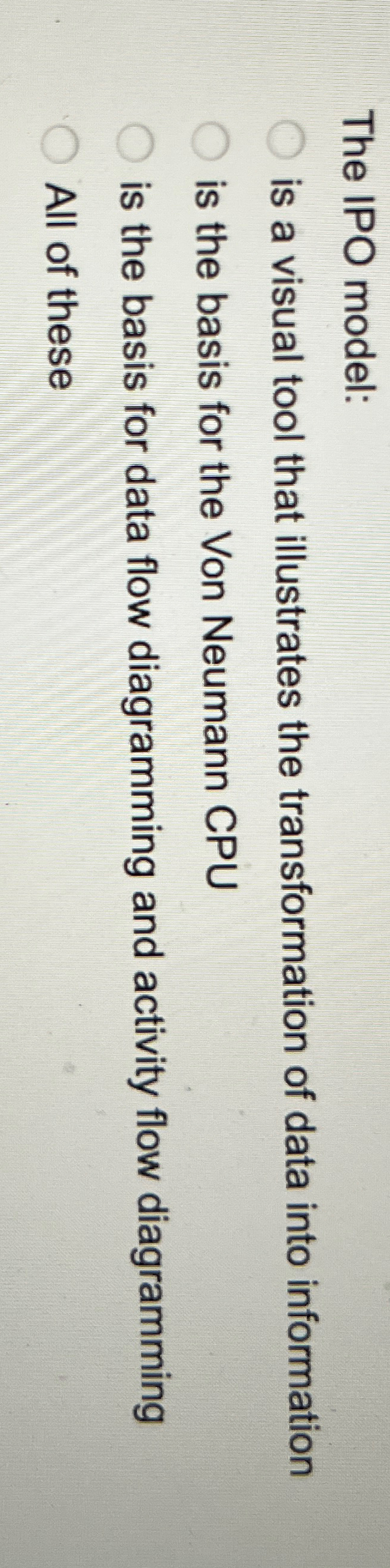 The IPO model: is a visual tool that illustrates