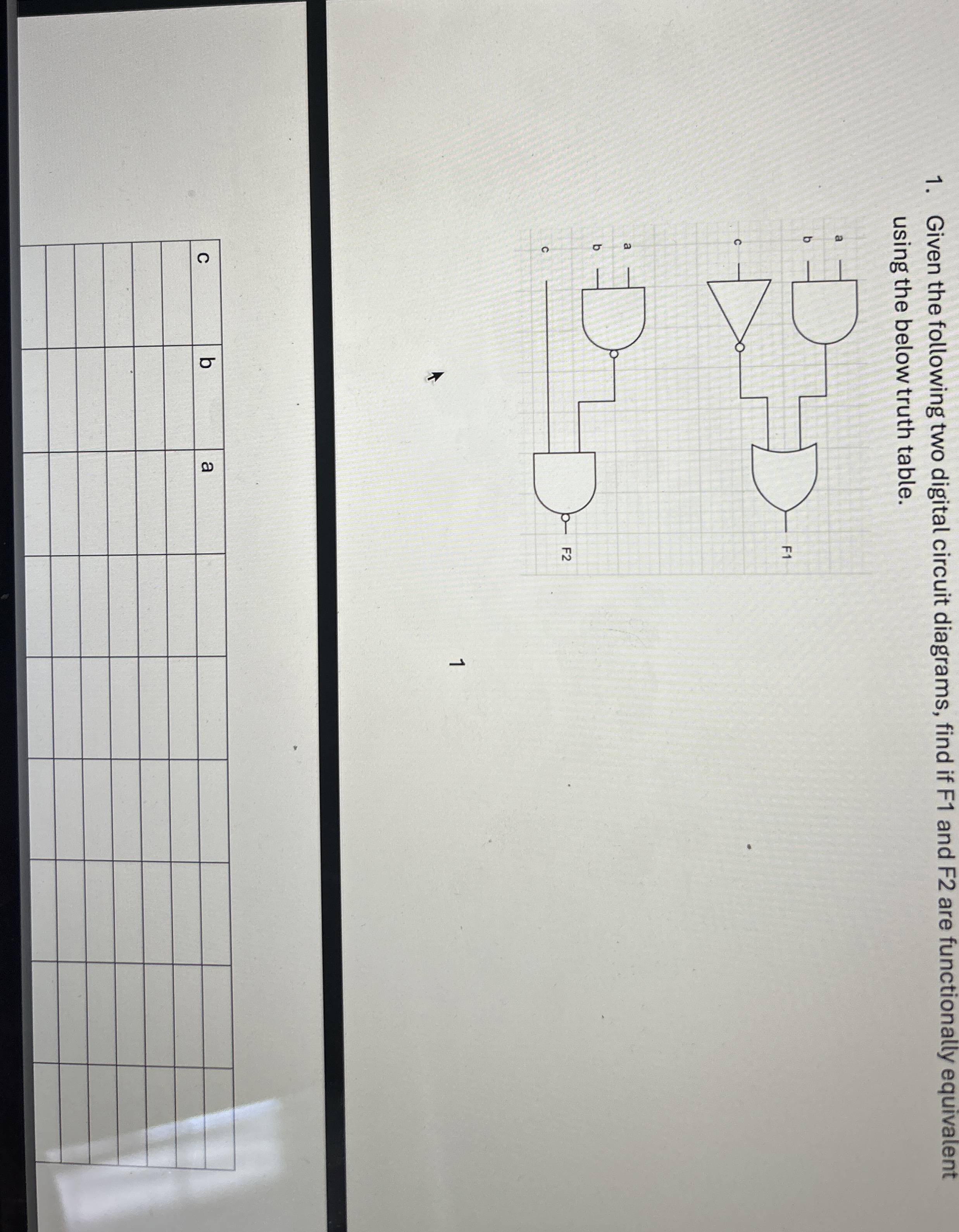 Given the following two digital circuit diagrams,