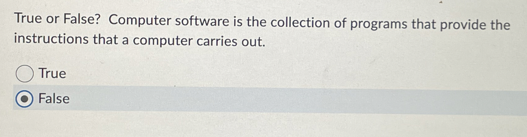 True or False? Computer software is the