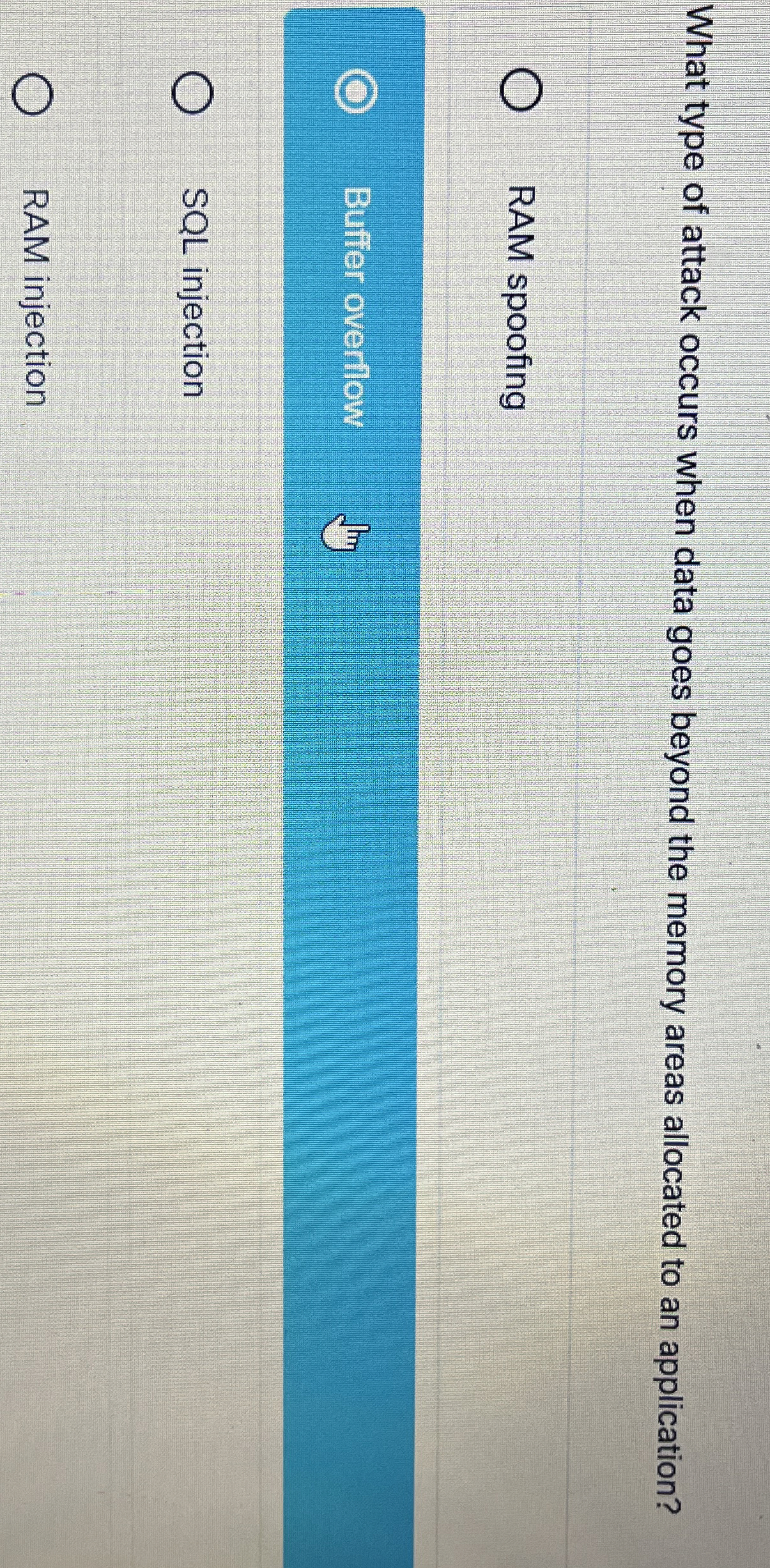 What type of attack occurs when data goes beyond