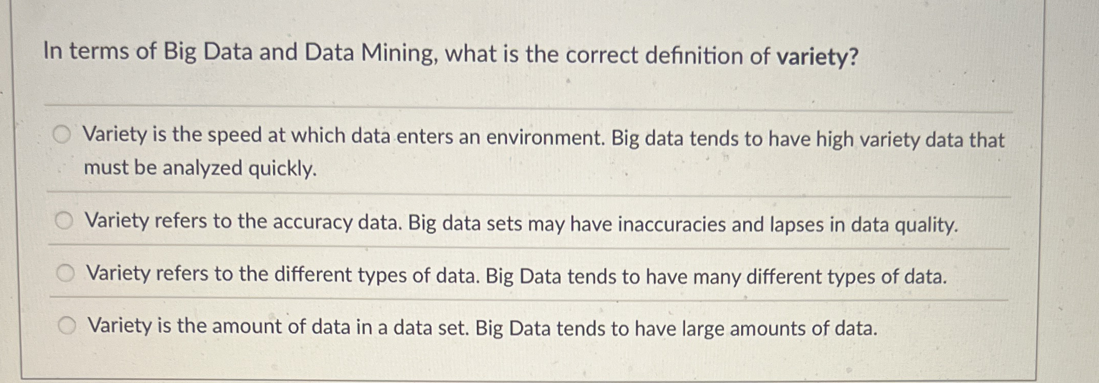 In terms of Big Data and Data Mining, what is the