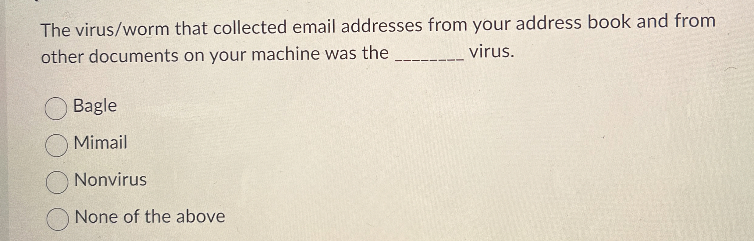 The virus / worm that collected email addresses