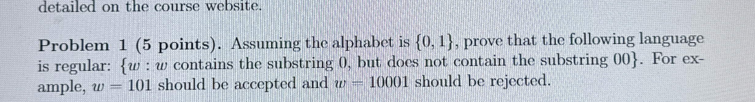 Problem 1 ( 5 points ) . Assuming the alphabet is