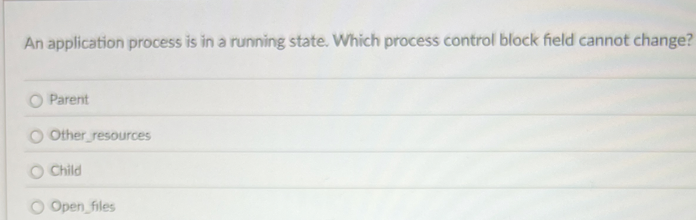 An application process is in a running state.