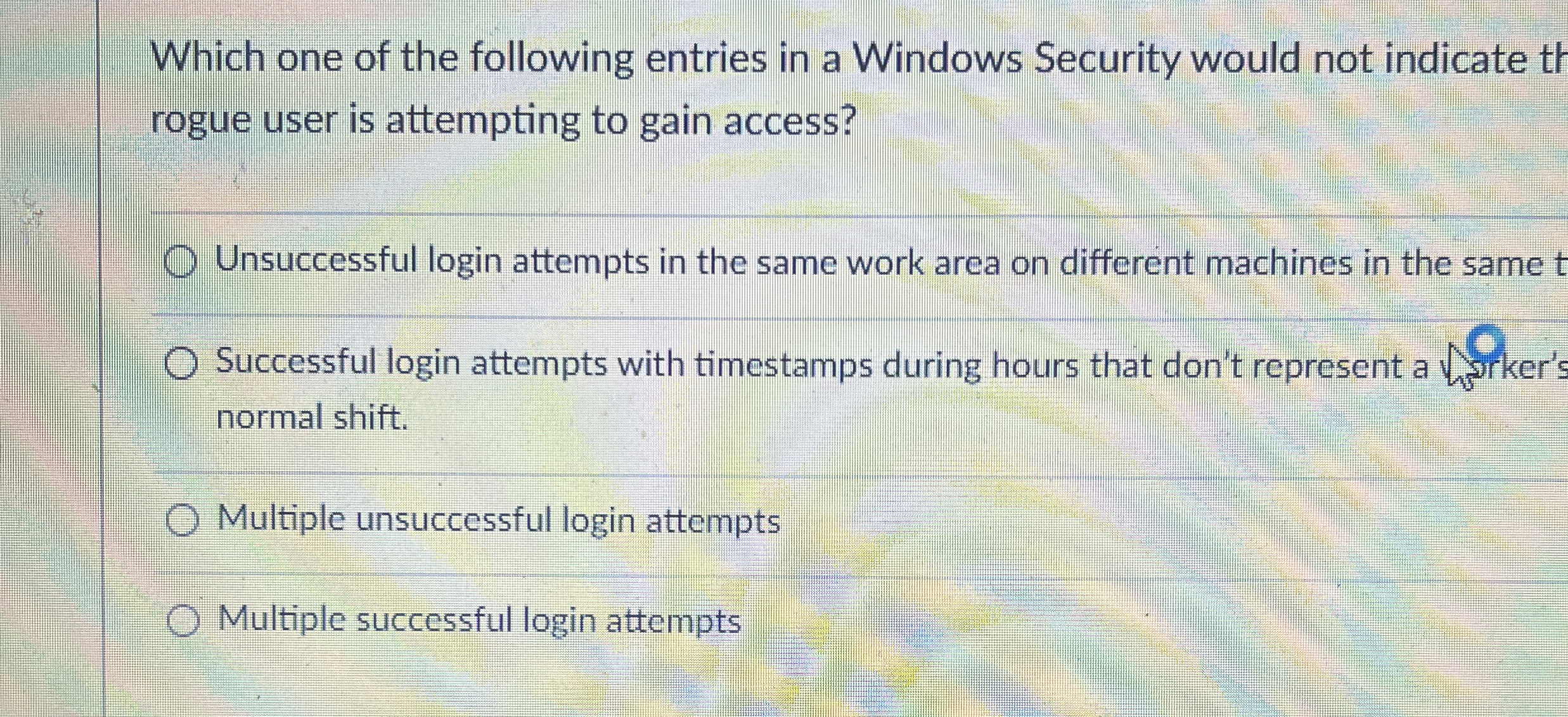 Which one of the following entries in a Windows