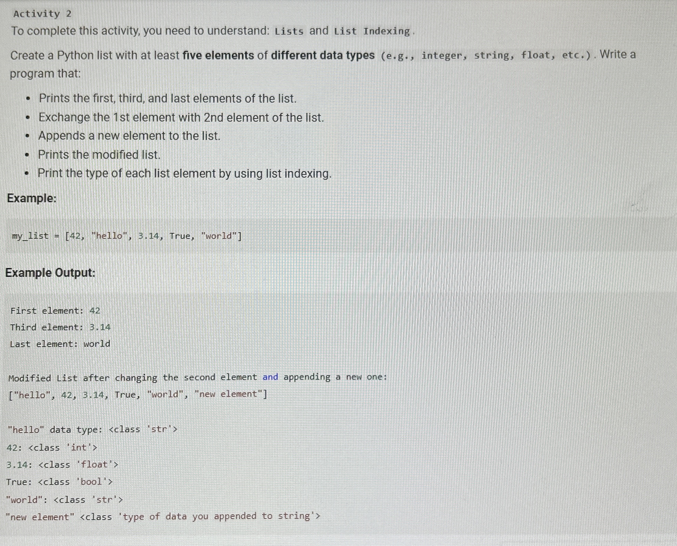 Activity 2 To complete this activity, you need to