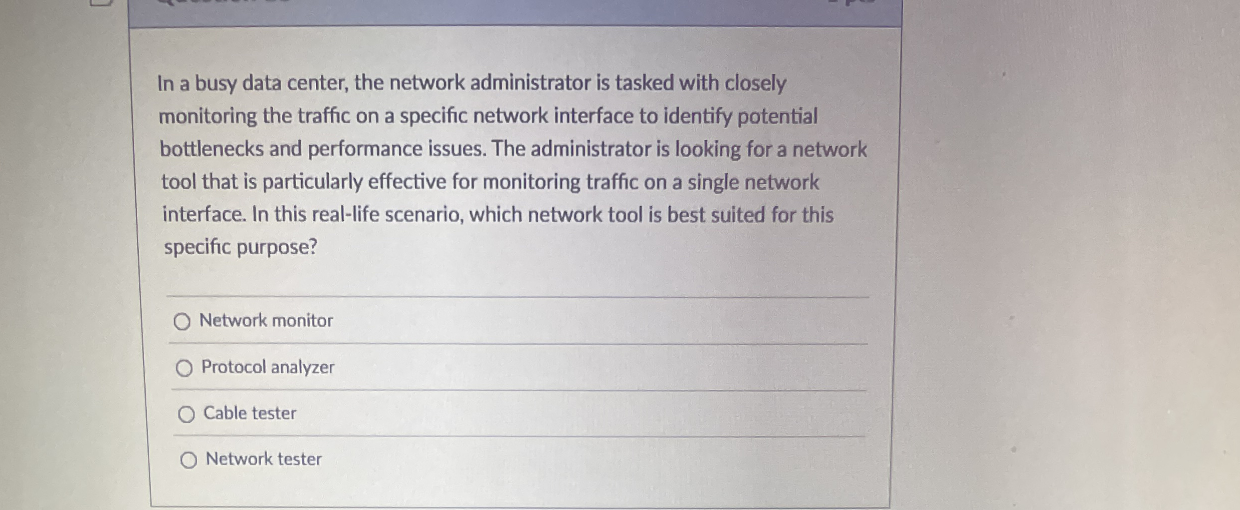 In a busy data center, the network administrator