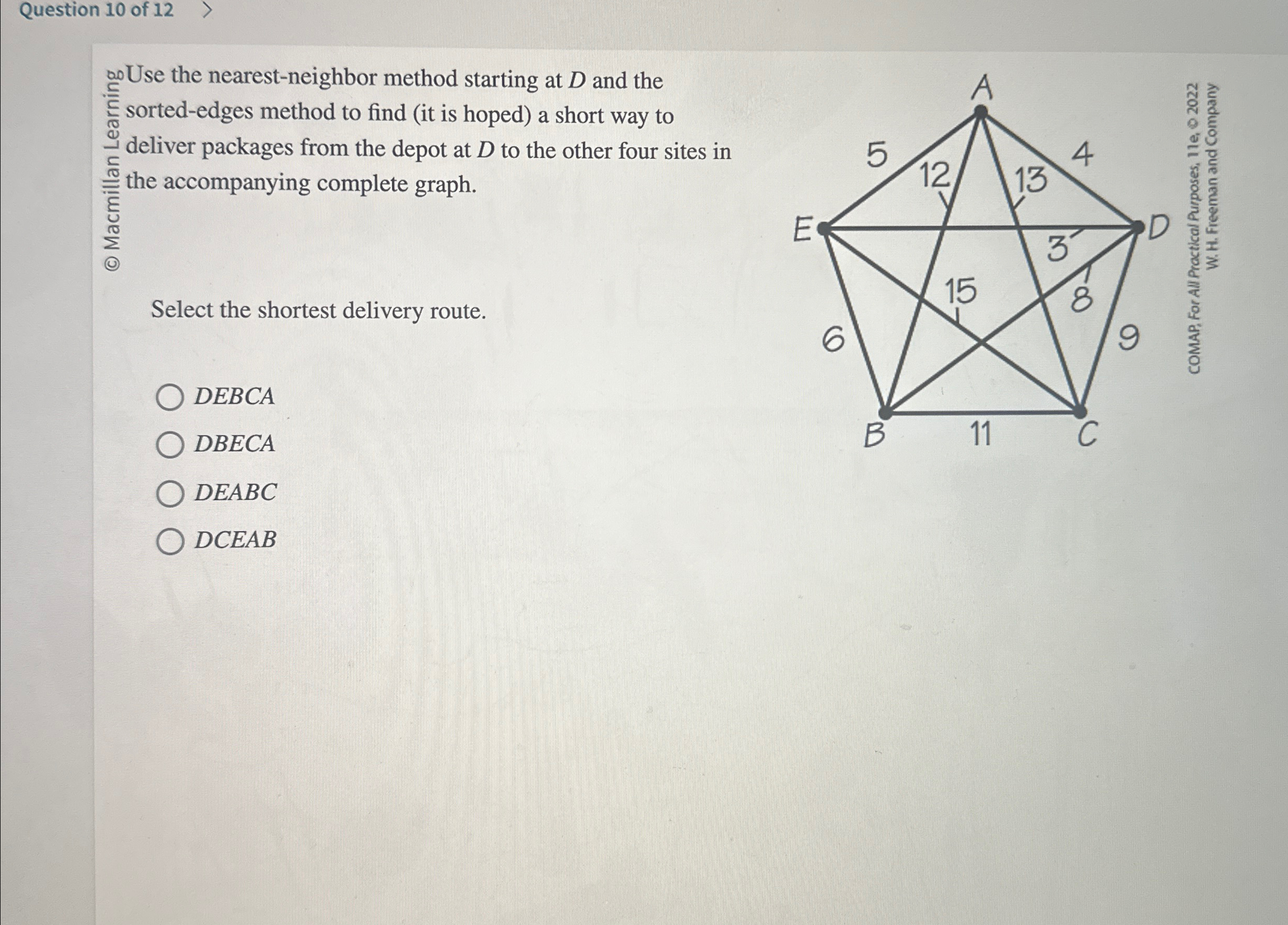 Question 1 0 of 1 2 Select the shortest delivery