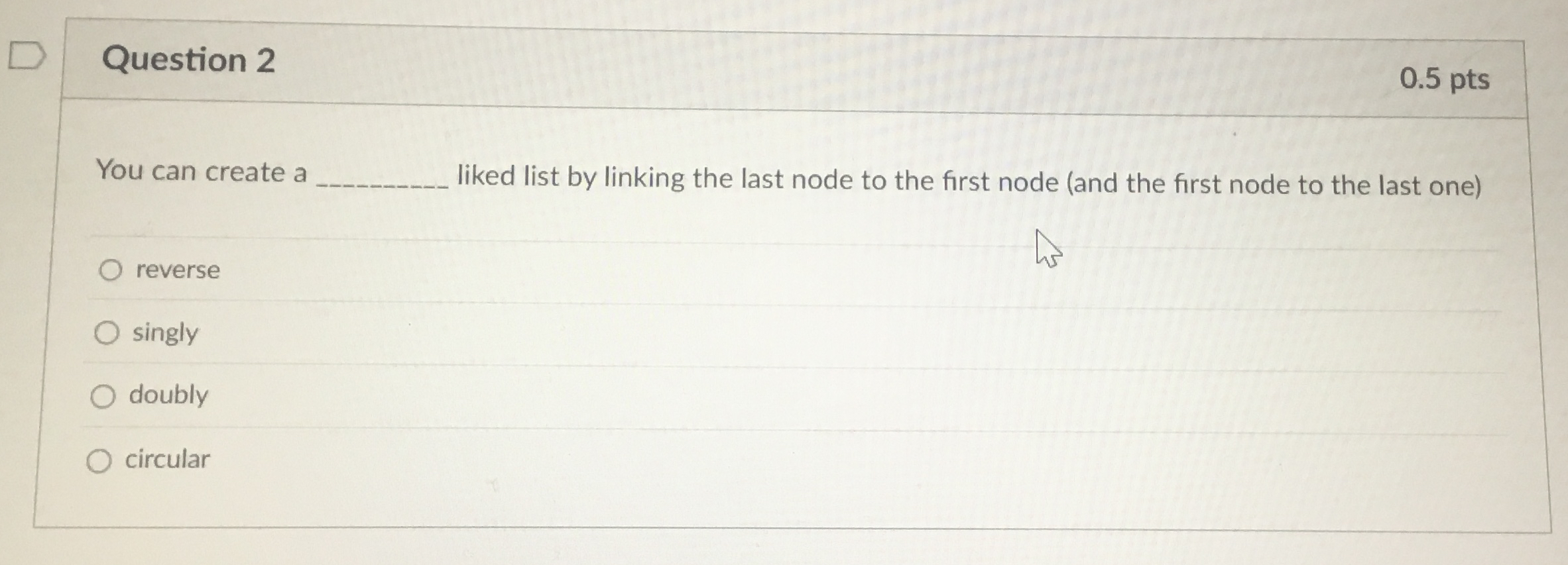 Question 2 You can create a liked list by linking