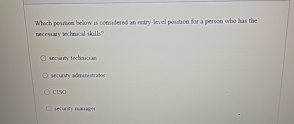 Which position below is considered an entry -