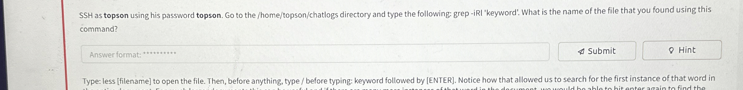 Its linux SSH as topson using his password