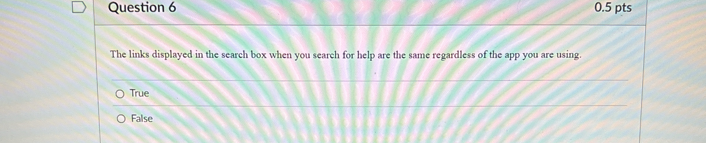 Question 6 0 . 5 pts The links displayed in the