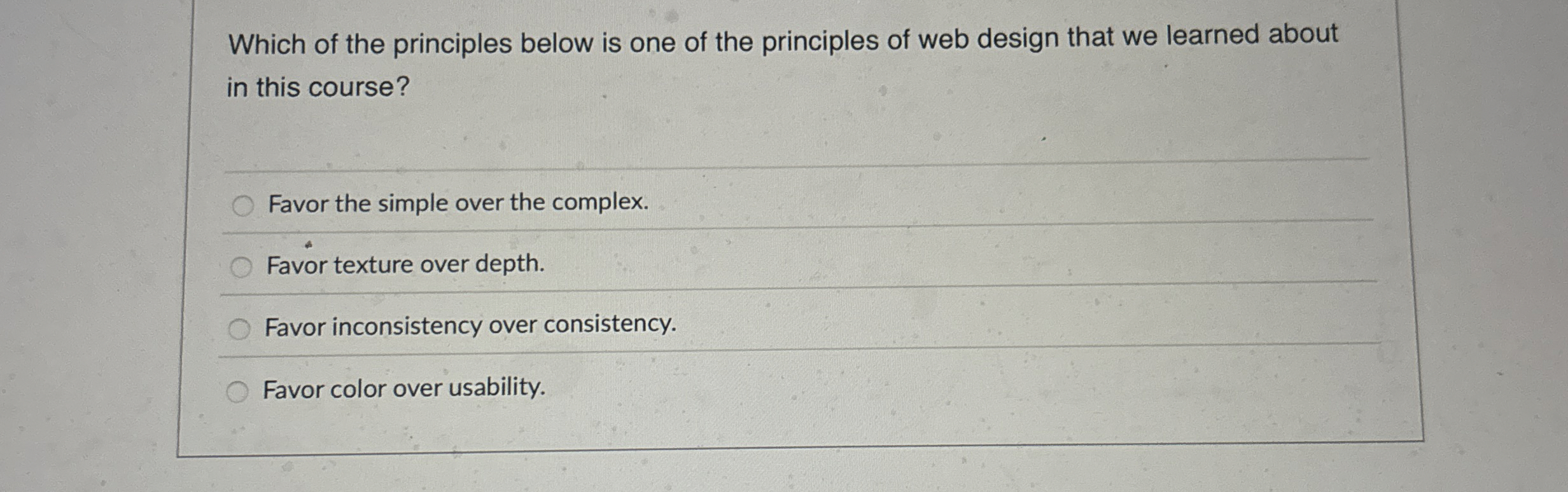 Which of the principles below is one of the