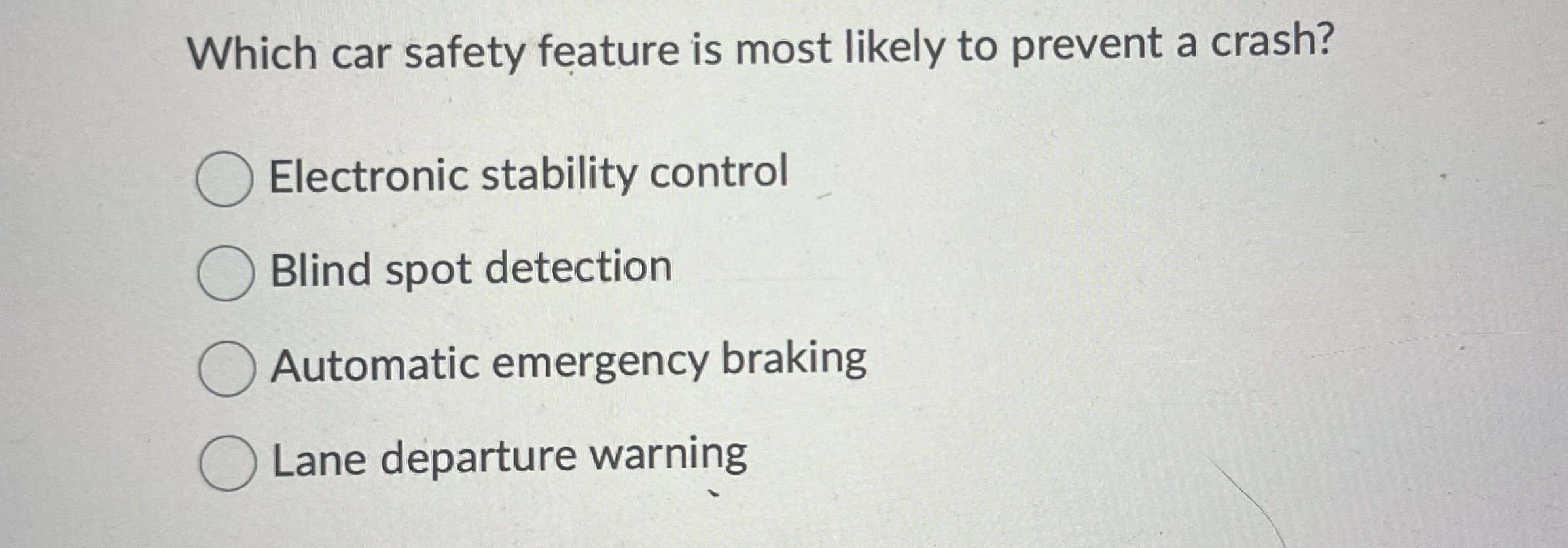 Which car safety feature is most likely to