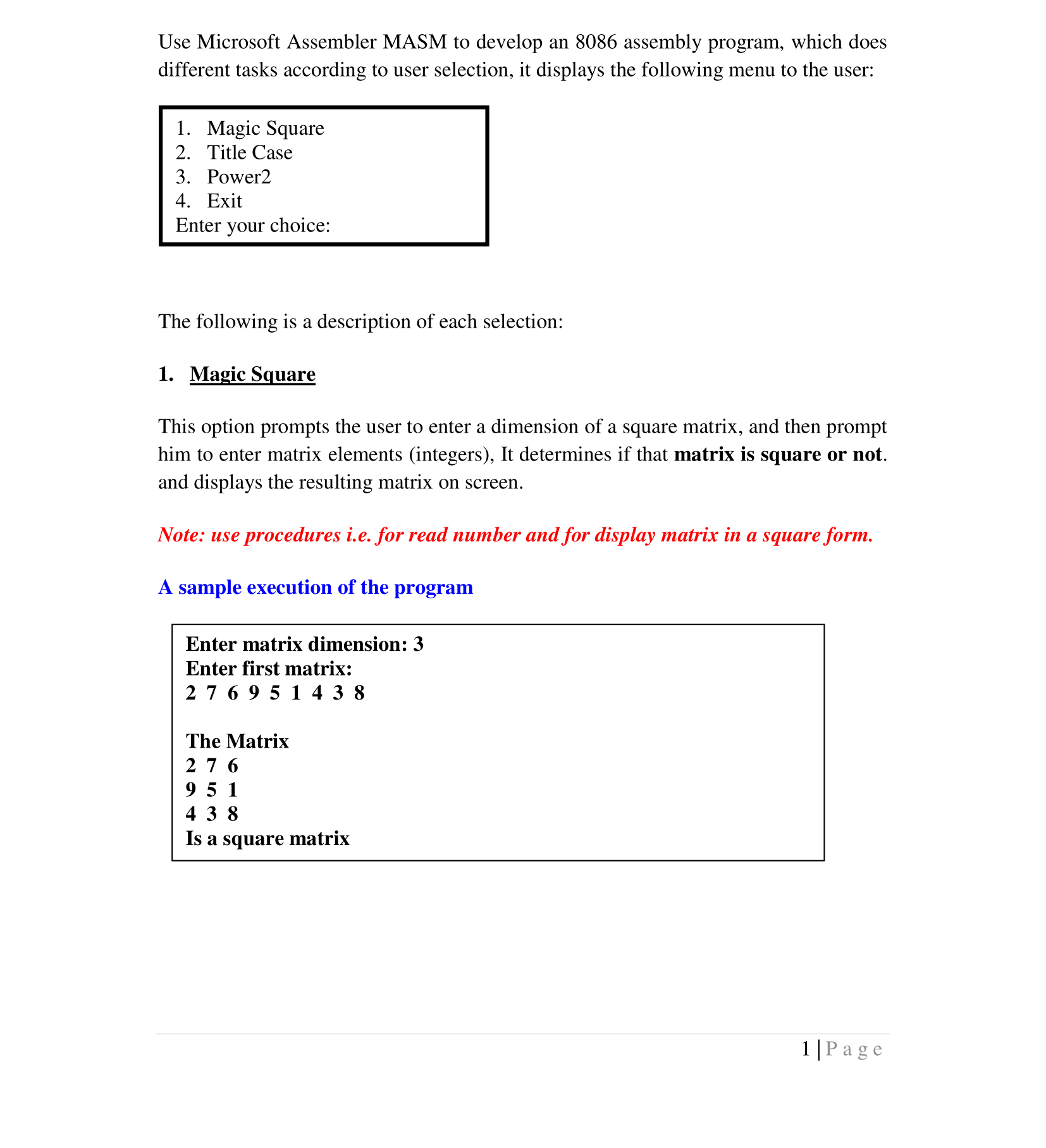 Use Microsoft Assembler MASM to develop an 8 0 8