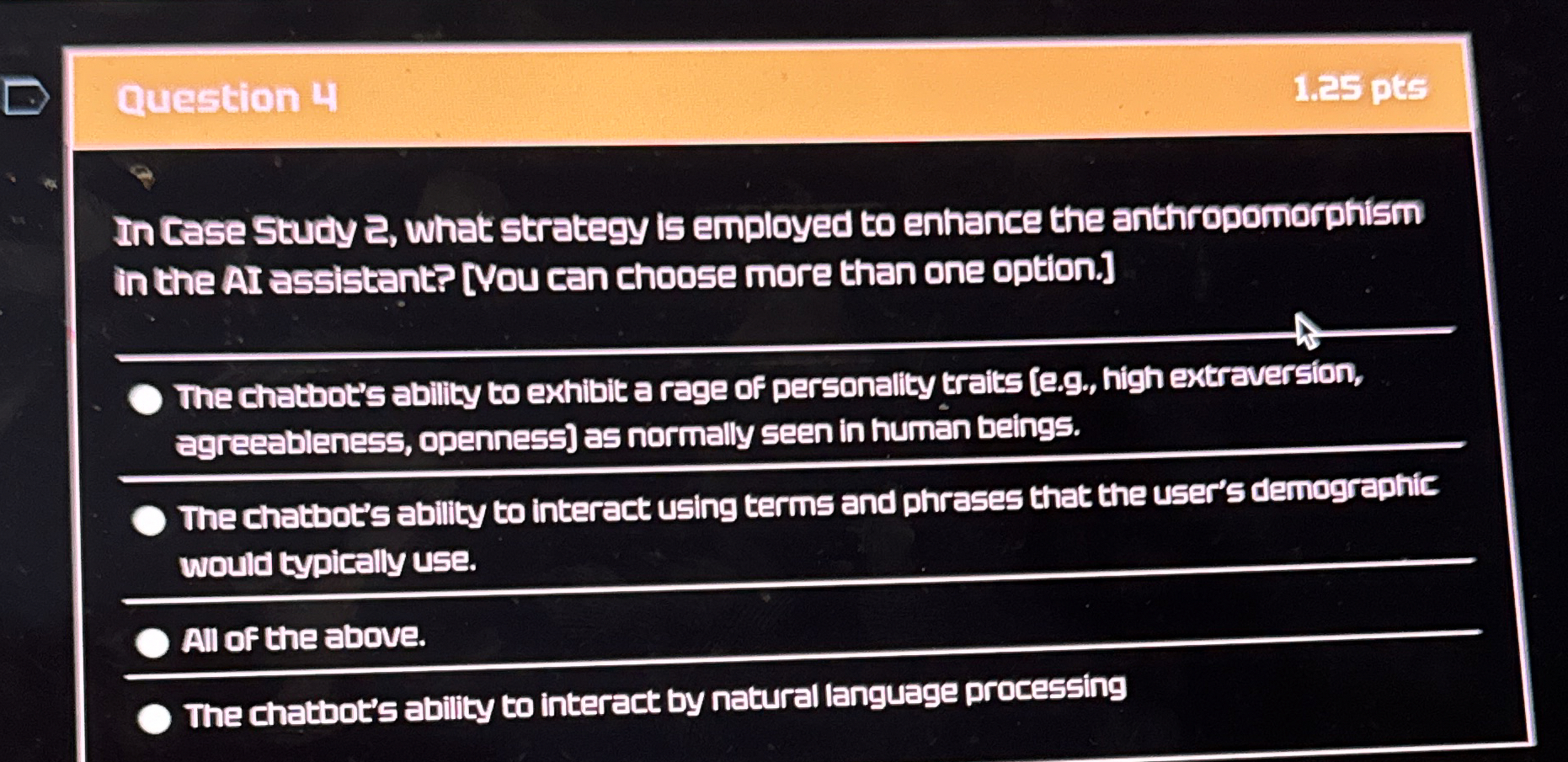 Question 4 1 . 2 5 pts In Case Study 2 , what