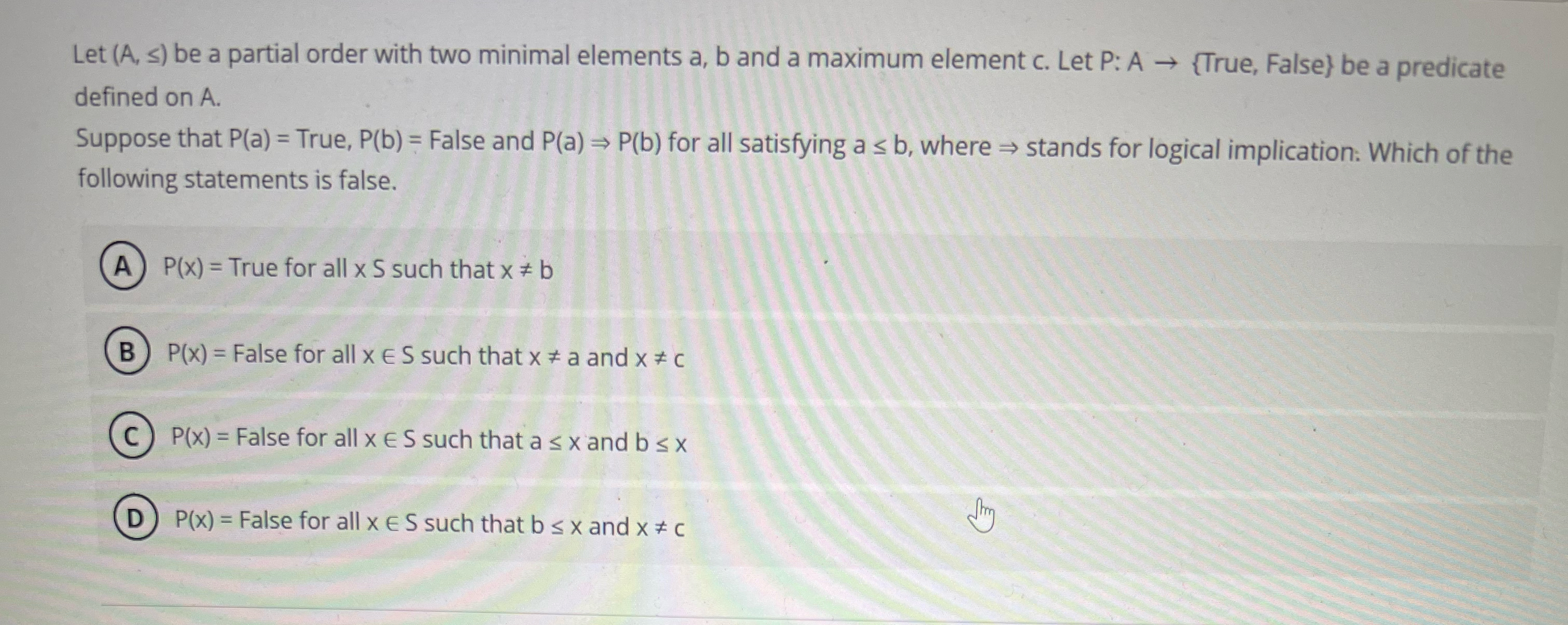 Let ( A , s ) be a partial order with two minimal