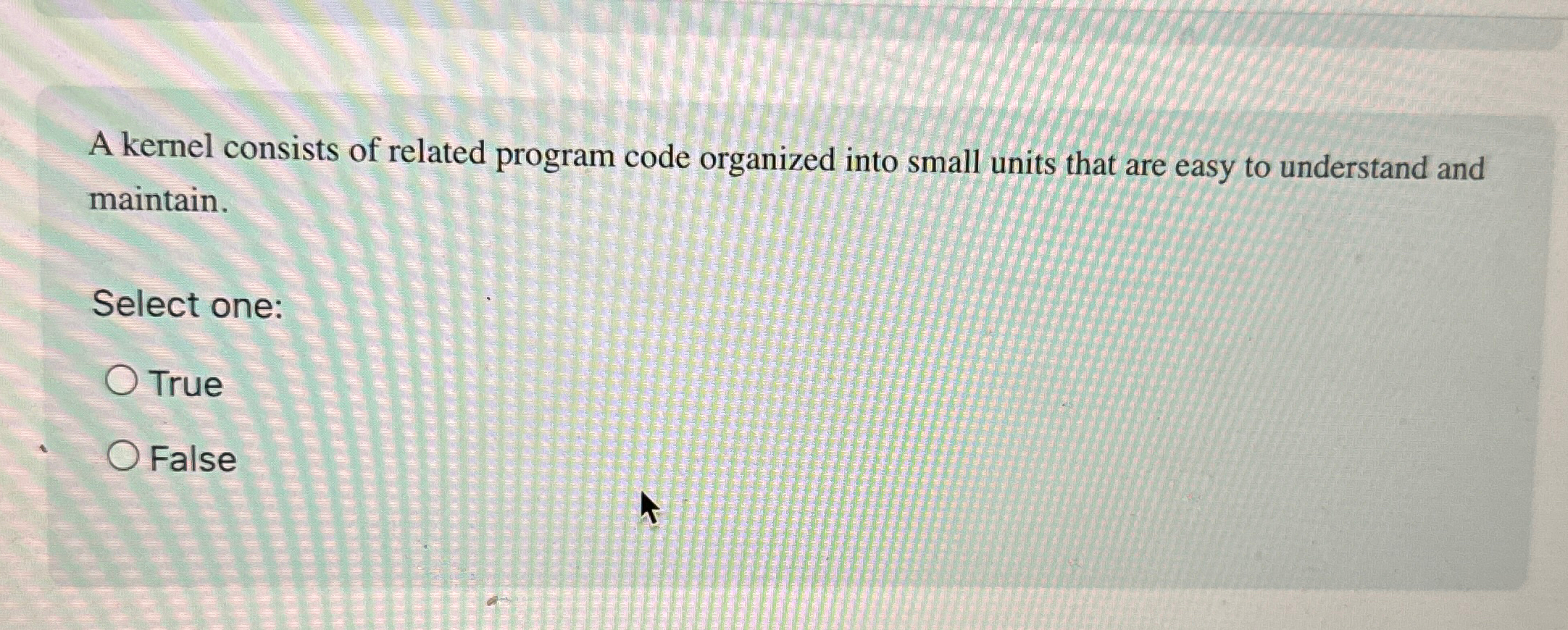 A kernel consists of related program code