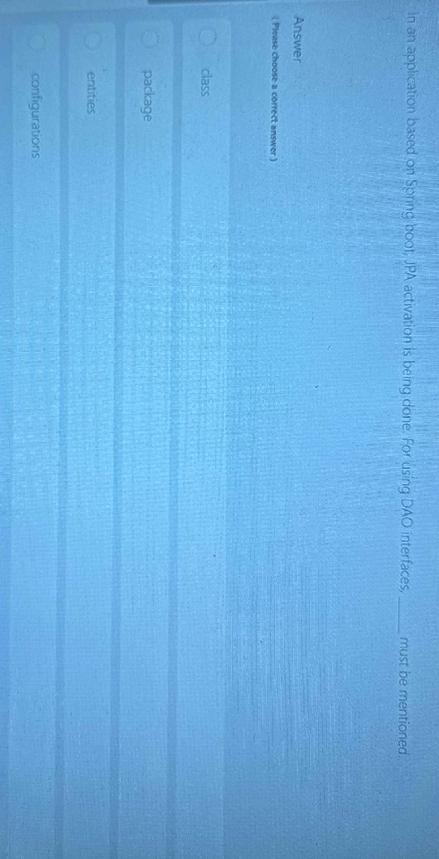 In an application based on Spring boot, JPA
