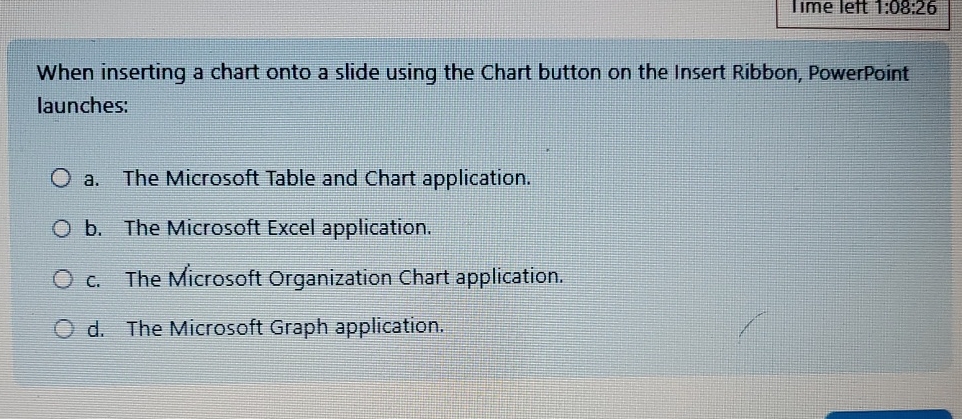 Iime lett 1 : 0 8 : 2 6 When inserting a chart