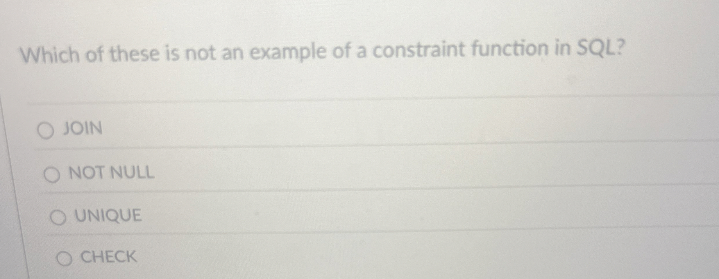 Which of these is not an example of a constraint
