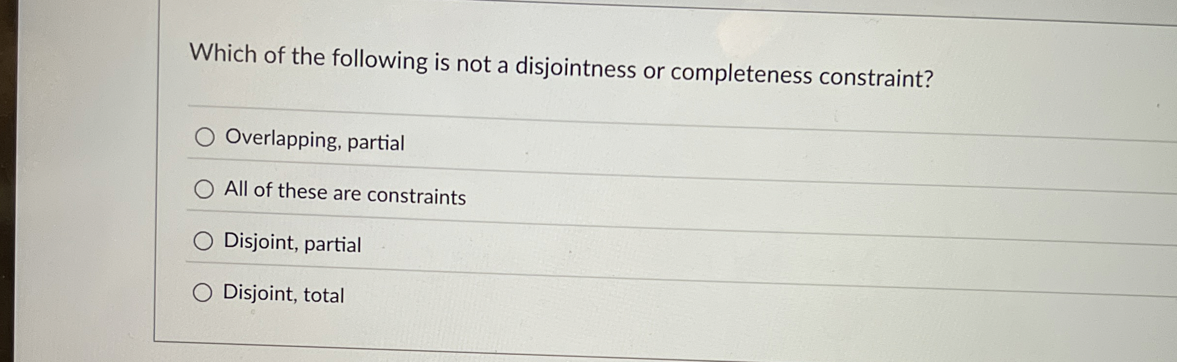 Which of the following is not a disjointness or