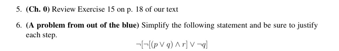 ( Ch . 0 ) Review Exercise 1 5 on p . 1 8 of our