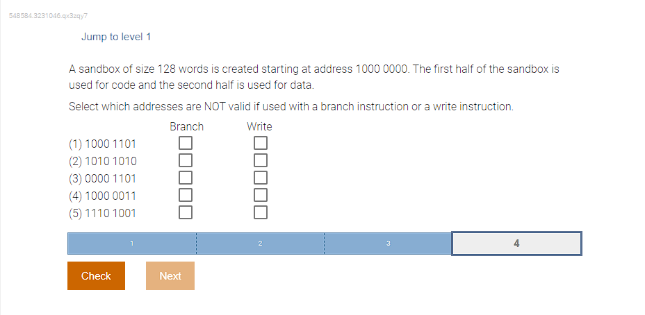 Jump to level 1 A sandbox of size 1 2 8 words is