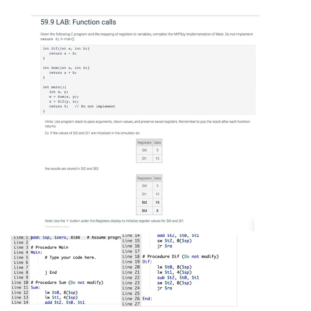 5 9 . 9 LAB: Function calls Given the following C