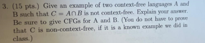 3 . ( 1 5 pts . ) Give an example of two context