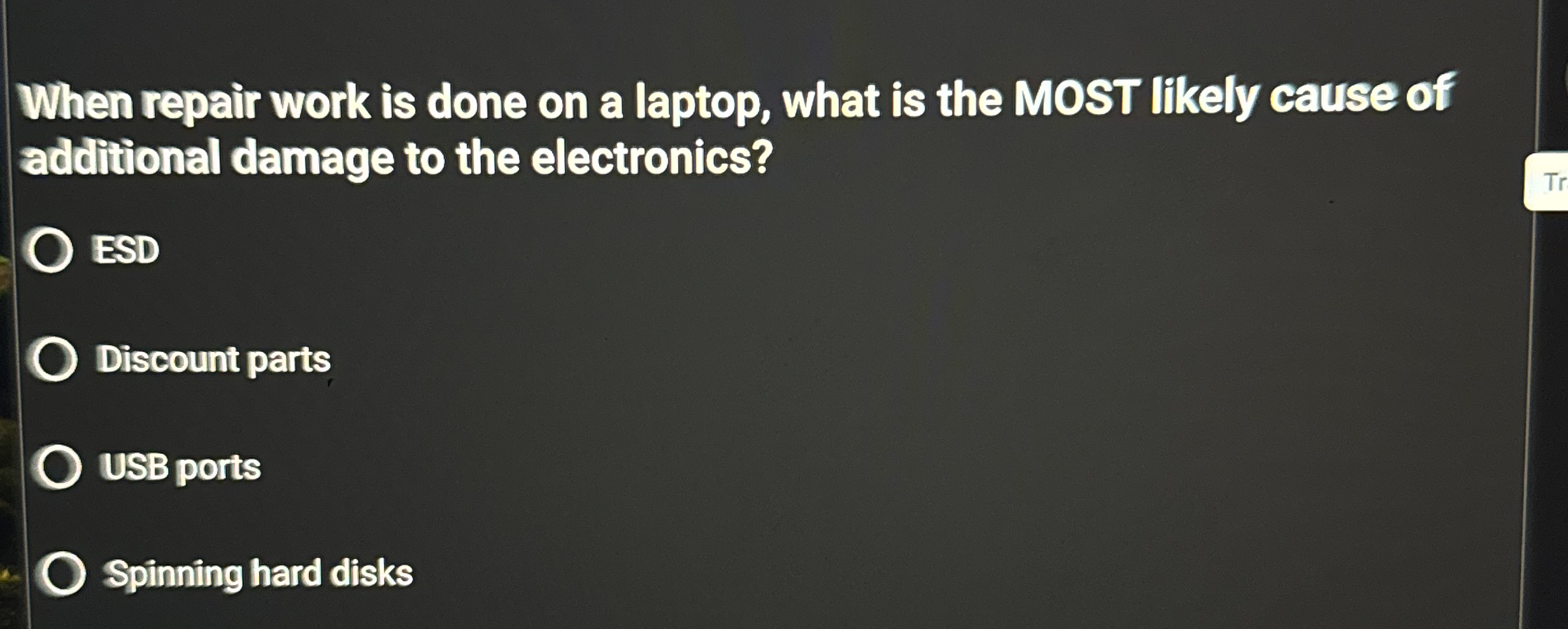 When repair work is done on a laptop, what is the