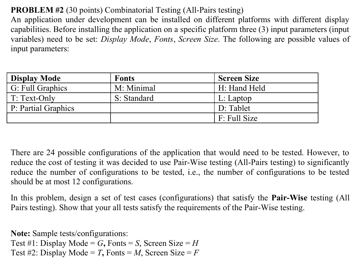 PROBLEM \ # 2 ( 3 0 points ) Combinatorial