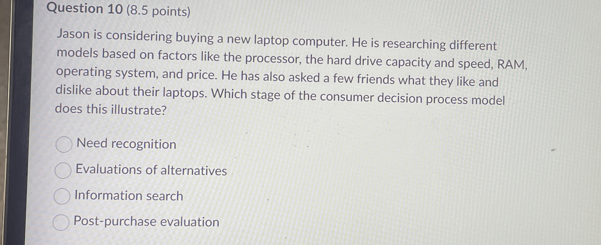 Question 1 0 ( 8 . 5 points ) Jason is
