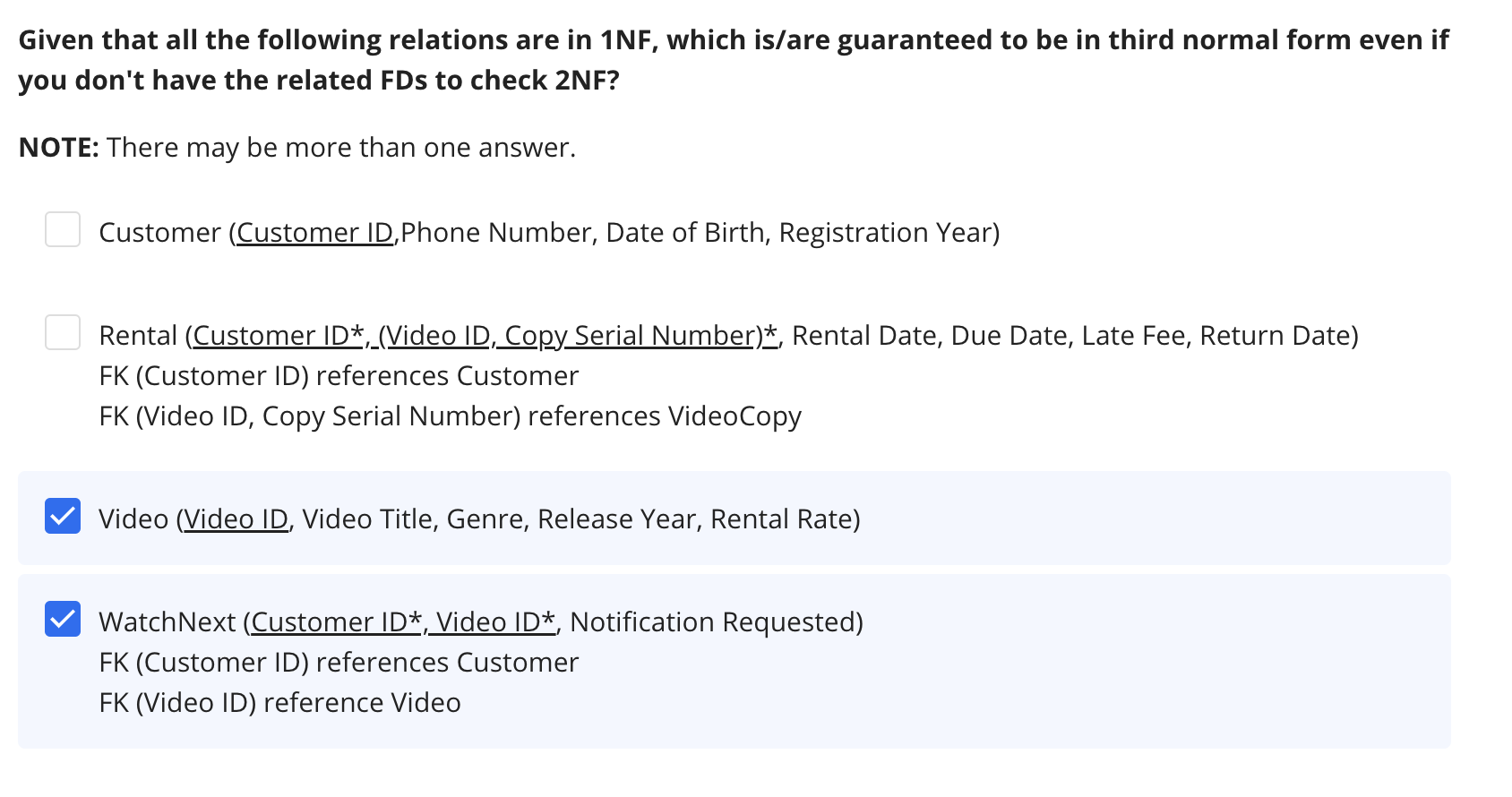 Given that all the following relations are in 1