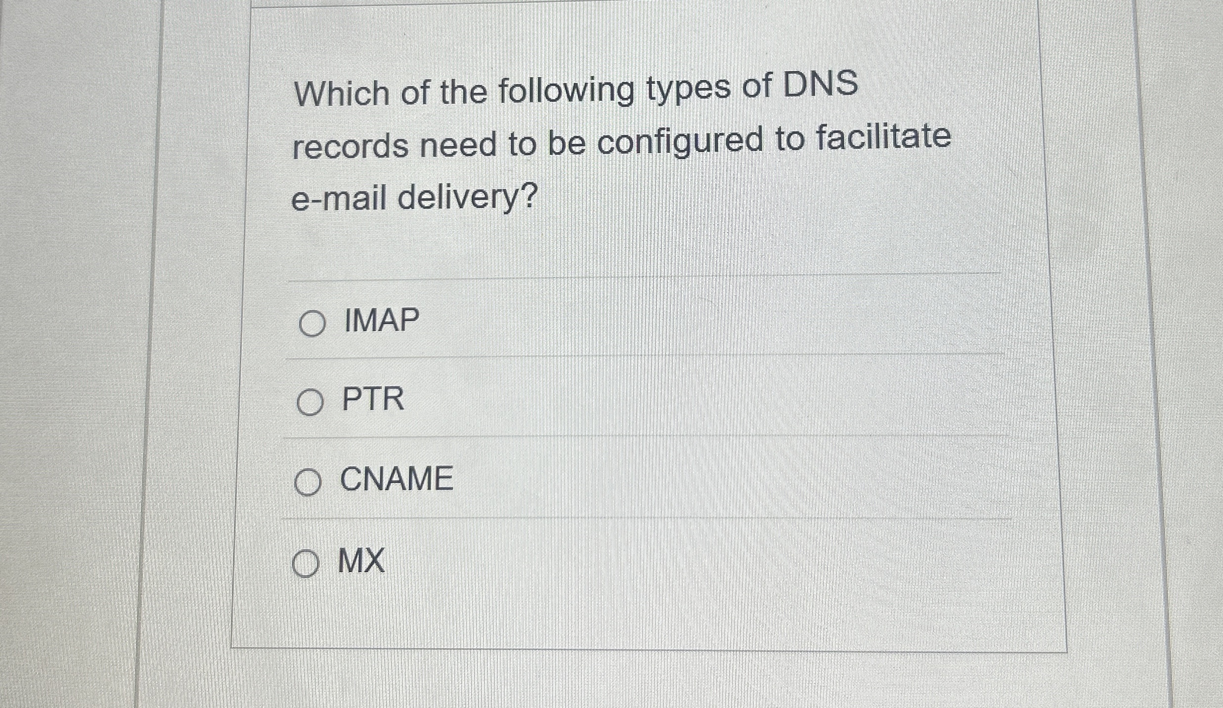 Which of the following types of DNS records need