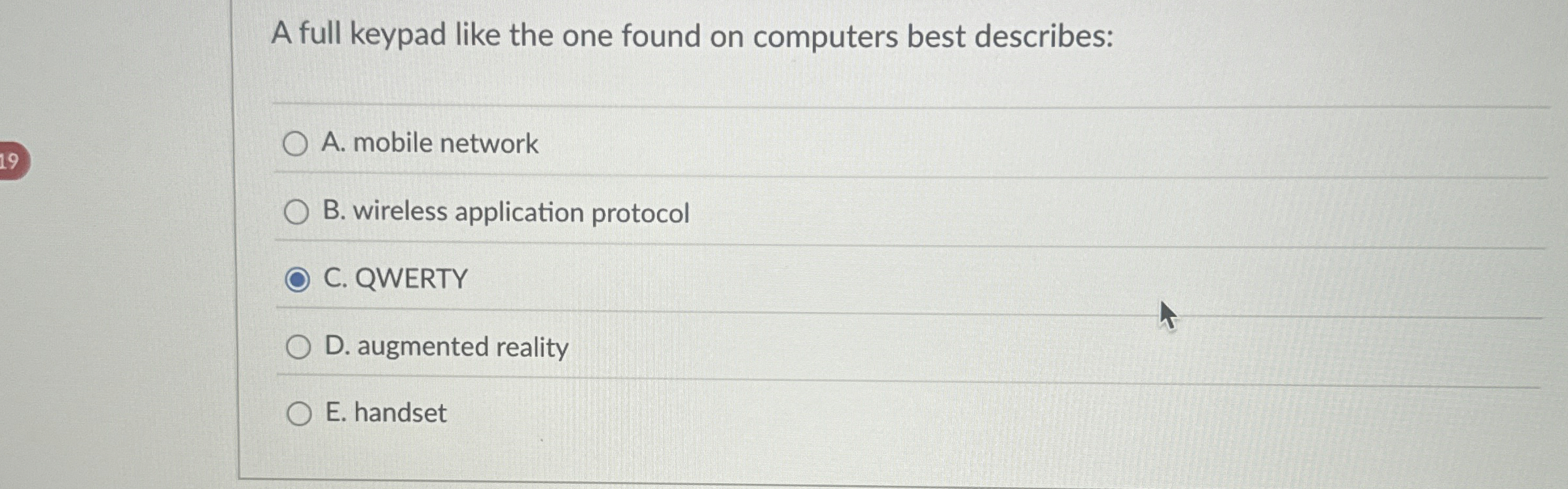 A full keypad like the one found on computers