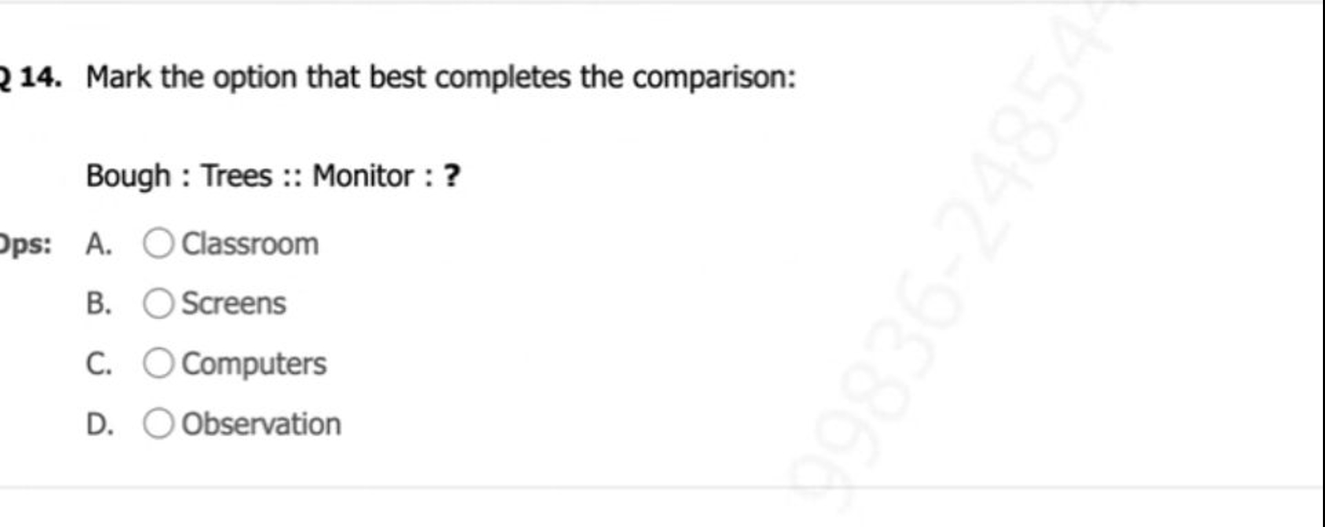 1 4 . Mark the option that best completes the