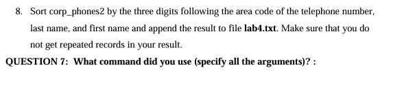 8 . Sort corp _ phones 2 by the three digits