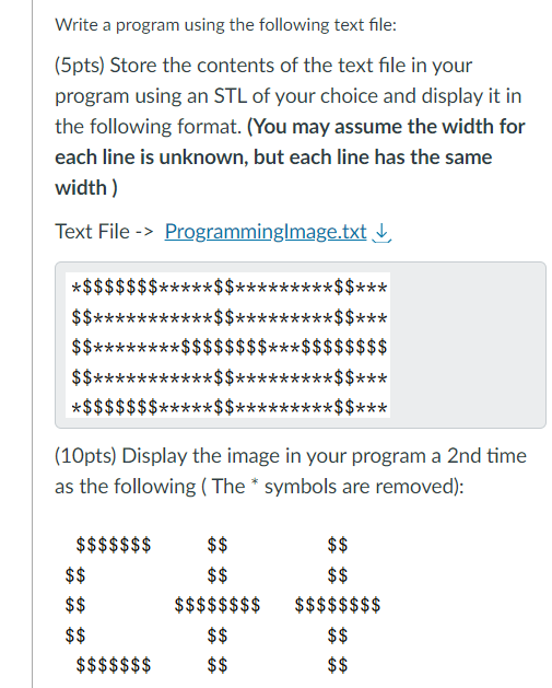 Write a program using the following text file: (