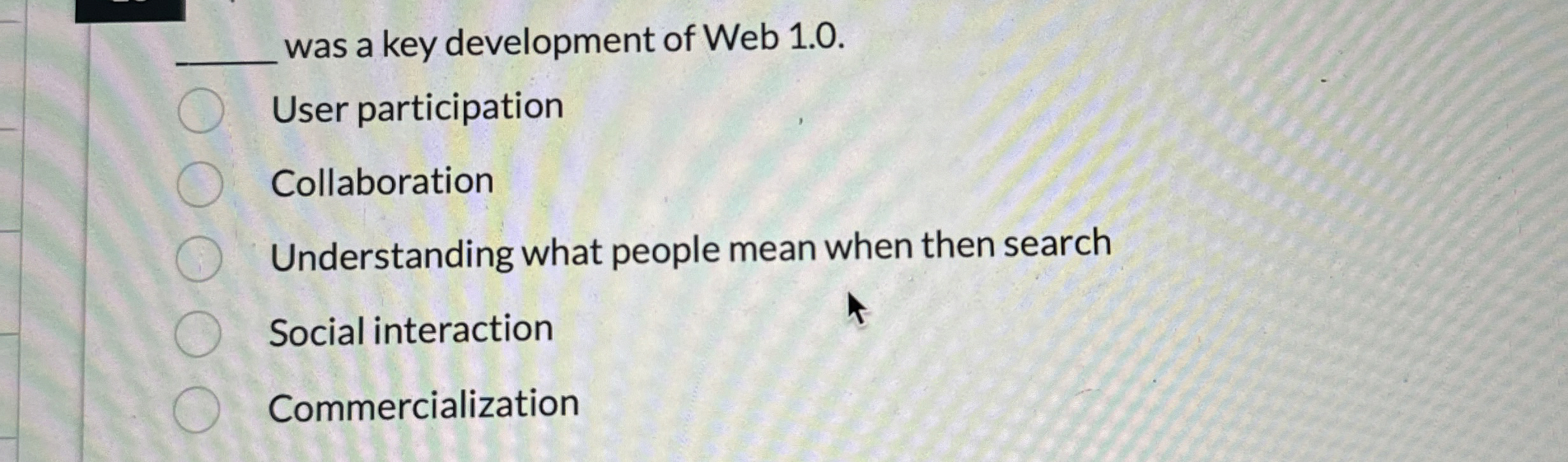 q , was a key development of Web 1 . 0 . User