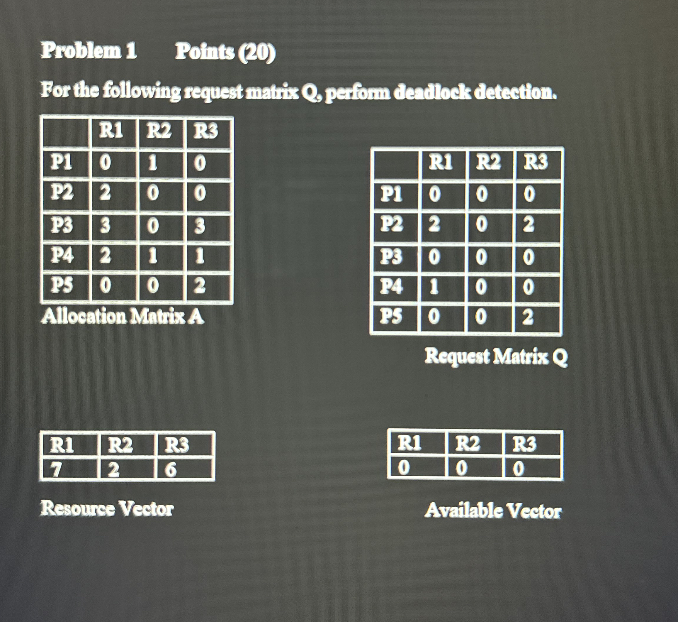 Problem 1 Points ( 2 0 ) For the following