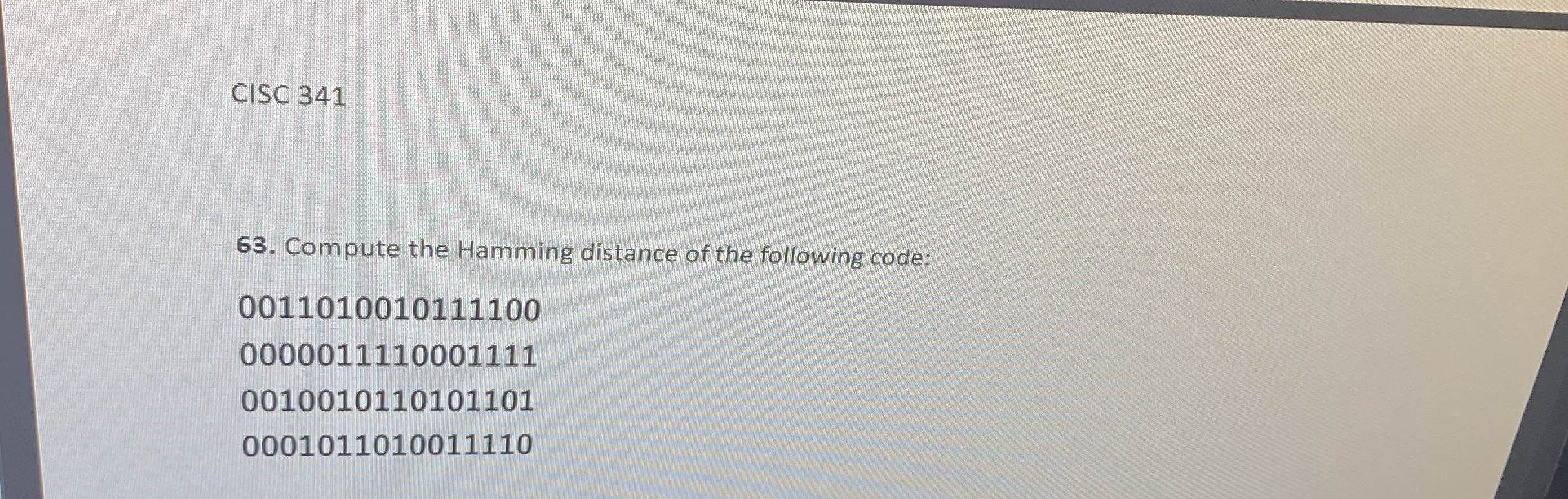 CISC 3 4 1 Compute the Hamming distance of the