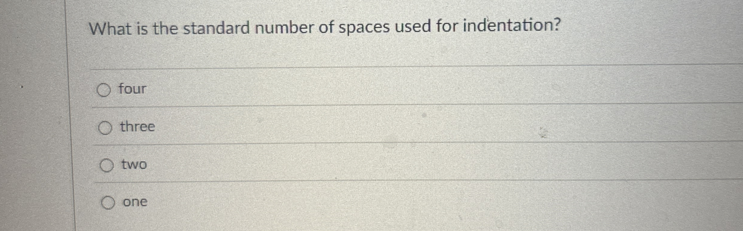 What is the standard number of spaces used for