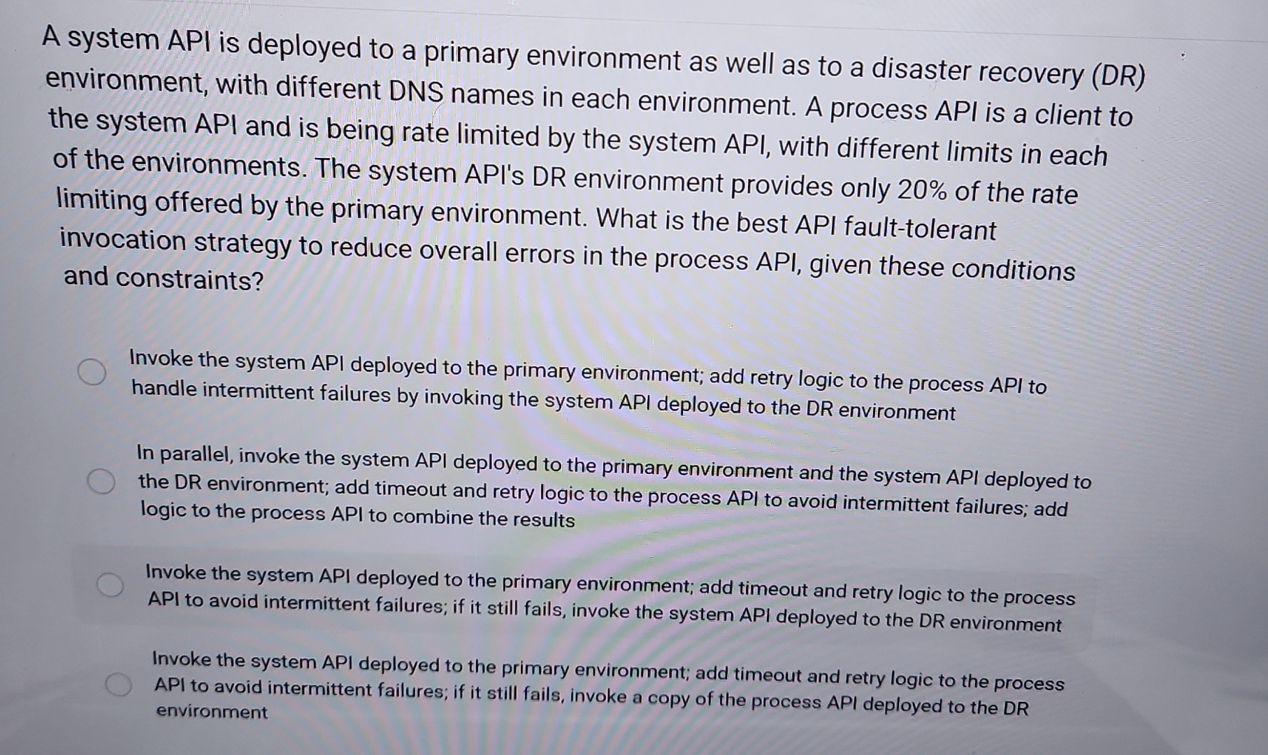 A system API is deployed to a primary environment