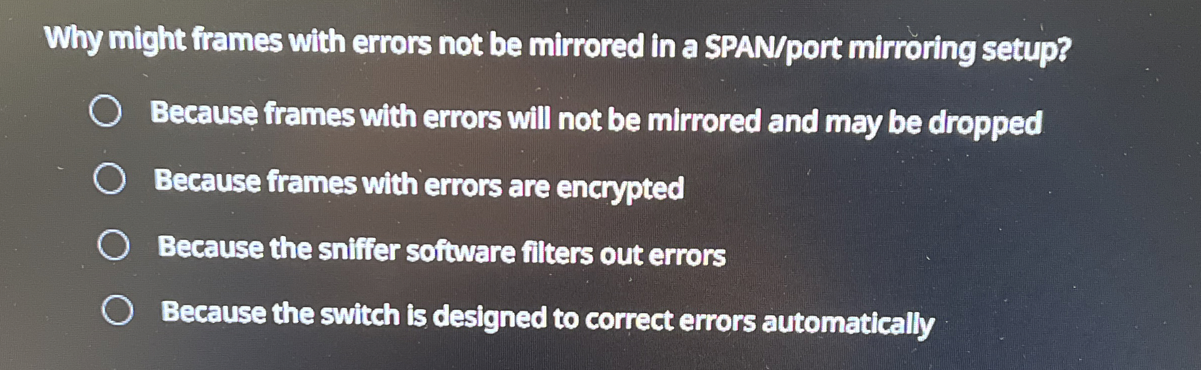 Why might frames with errors not be mirrored in a