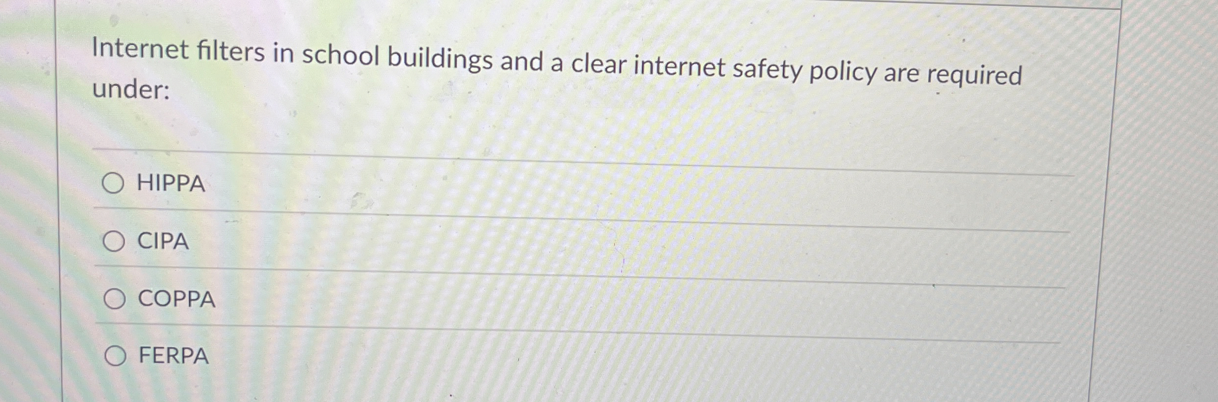 Internet filters in school buildings and a clear
